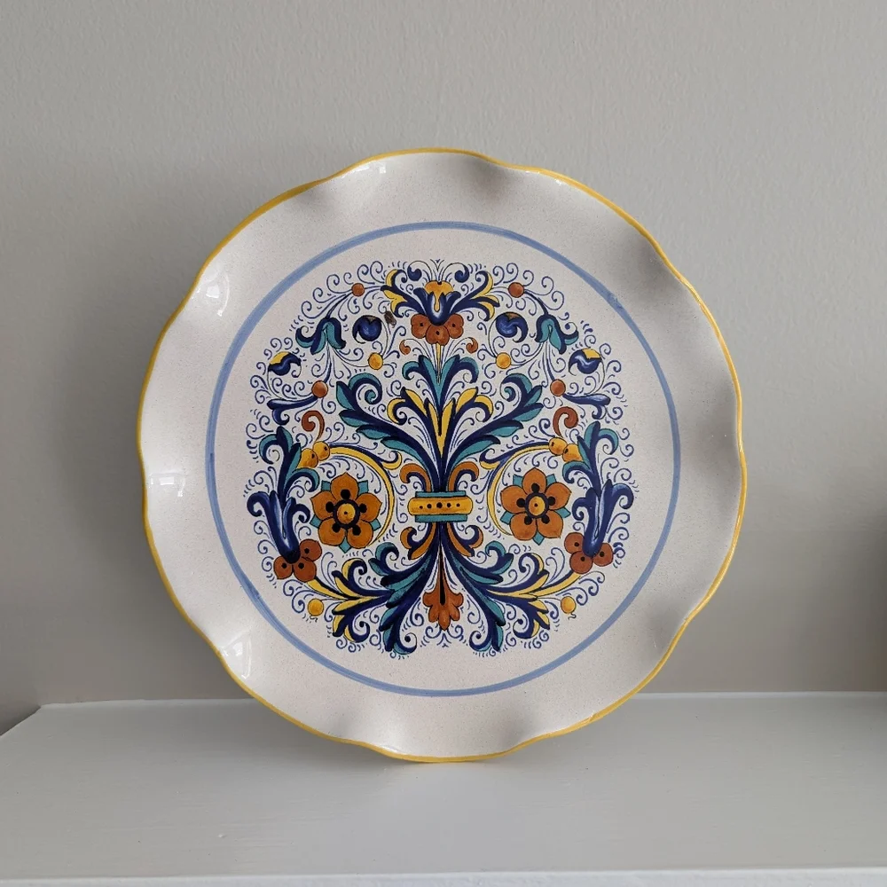 Ceramica Nova Deruta Hand Painted Cake Stand Made In Italy